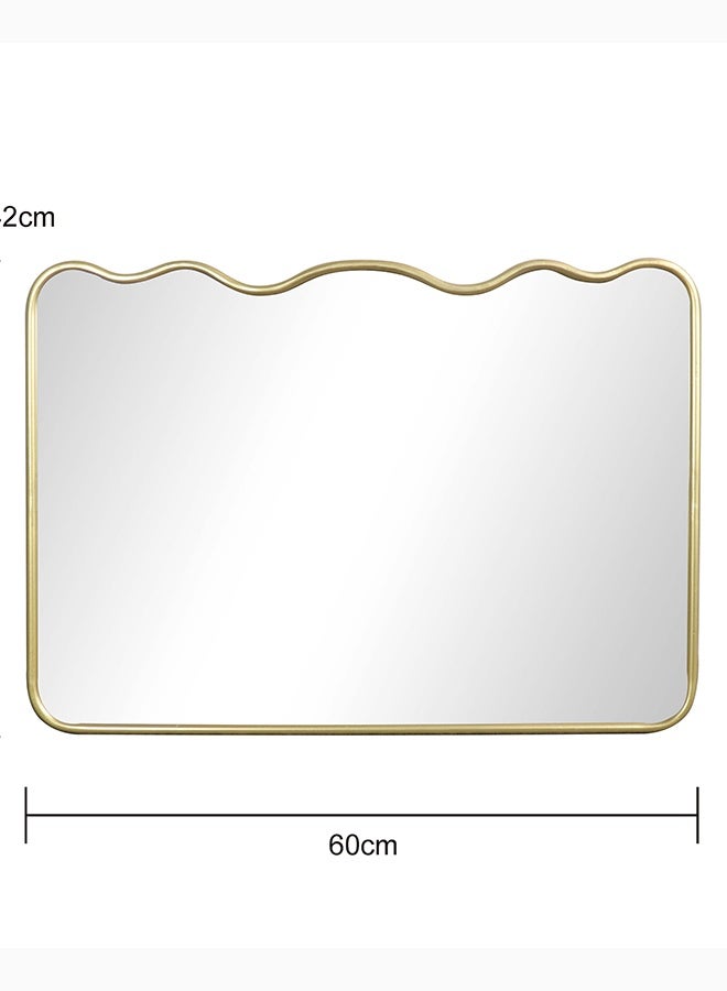 ميجو هوم مرآة حائط مستطيلة متموجة بإطار ذهبي، مرآة ديكورية لغرفة النوم وغرفة المعيشة والمدخل، 66×2×60 سم، لون ذهبي - Image 3